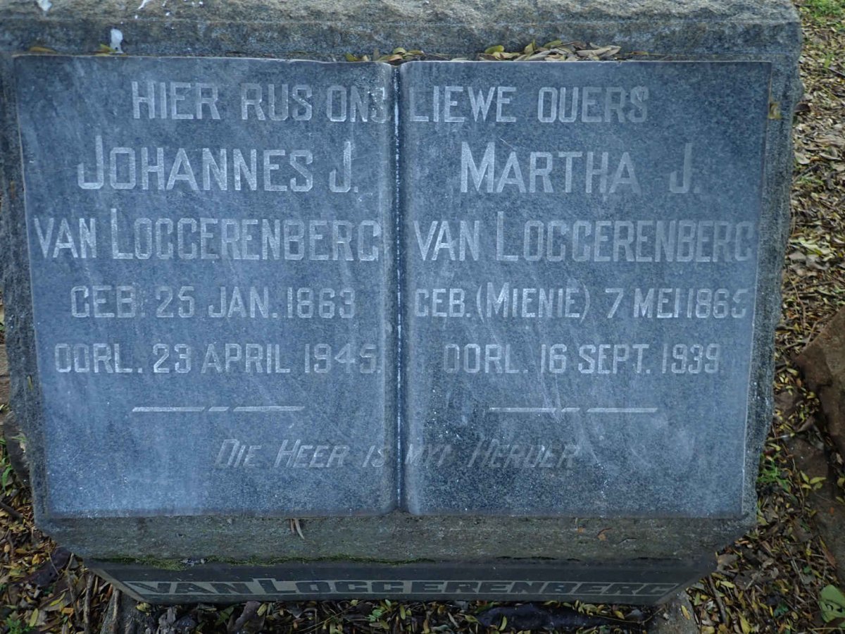 LOGGERENBERG Johannes. J., van 1863-1945 &amp; Martha J. MIENIE 1865-1939