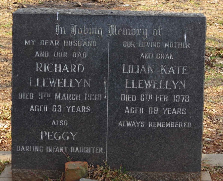 LLEWELLYN Richard -1938 &amp; Lilian Kate -1978 :: LLEWELLYN Peggy