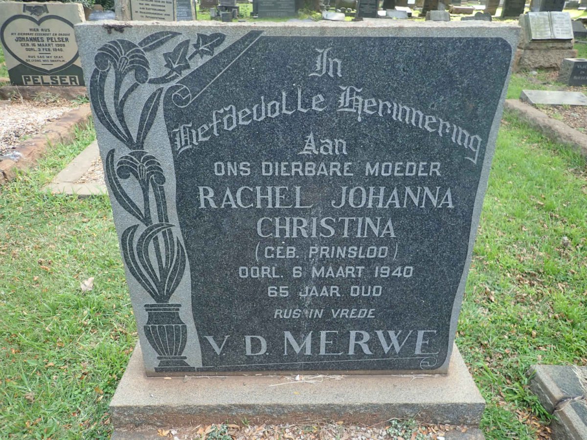 MERWE Rachel Johanna Christina, v.d. nee PRINSLOO -1940