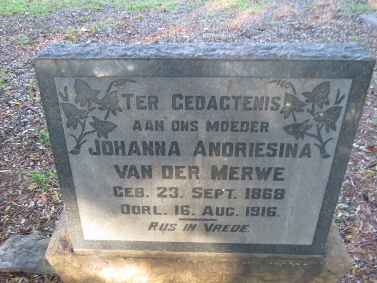 MERWE Johanna Andriesina, van der 1868-1916