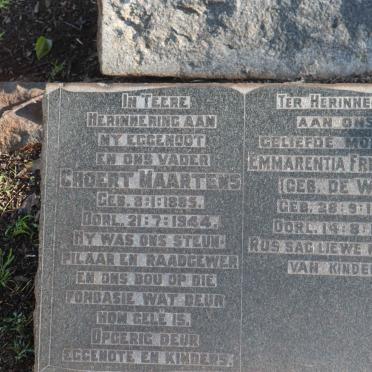 MAARTENS Choert 1885-1944 &amp; Emmarentia Frederika De WET 1890-1951