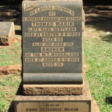 MAKIN Thomas -1932 &amp; Annie Beveridge -1948 :: MAKIN Andrew -1918