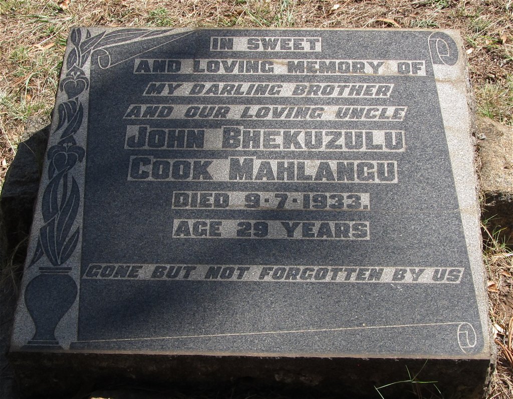 MAHLANGU John Bhekuzulu Cook -1933