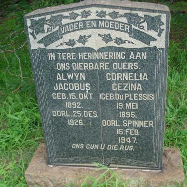 MULLER Alwyn Jacobus 1892-1926 &amp; Cornelia Gezina SPINNER nee DU PLESSIS