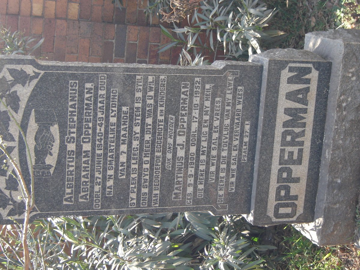 OPPERMAN Albertus Stephanus Albertus -1940 &amp; Martinus J. 1900-1952