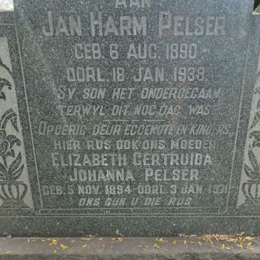 PELSER Jan Harm 1890-1939 &amp; Elizabeth Gertruida Johanna 1894-1971