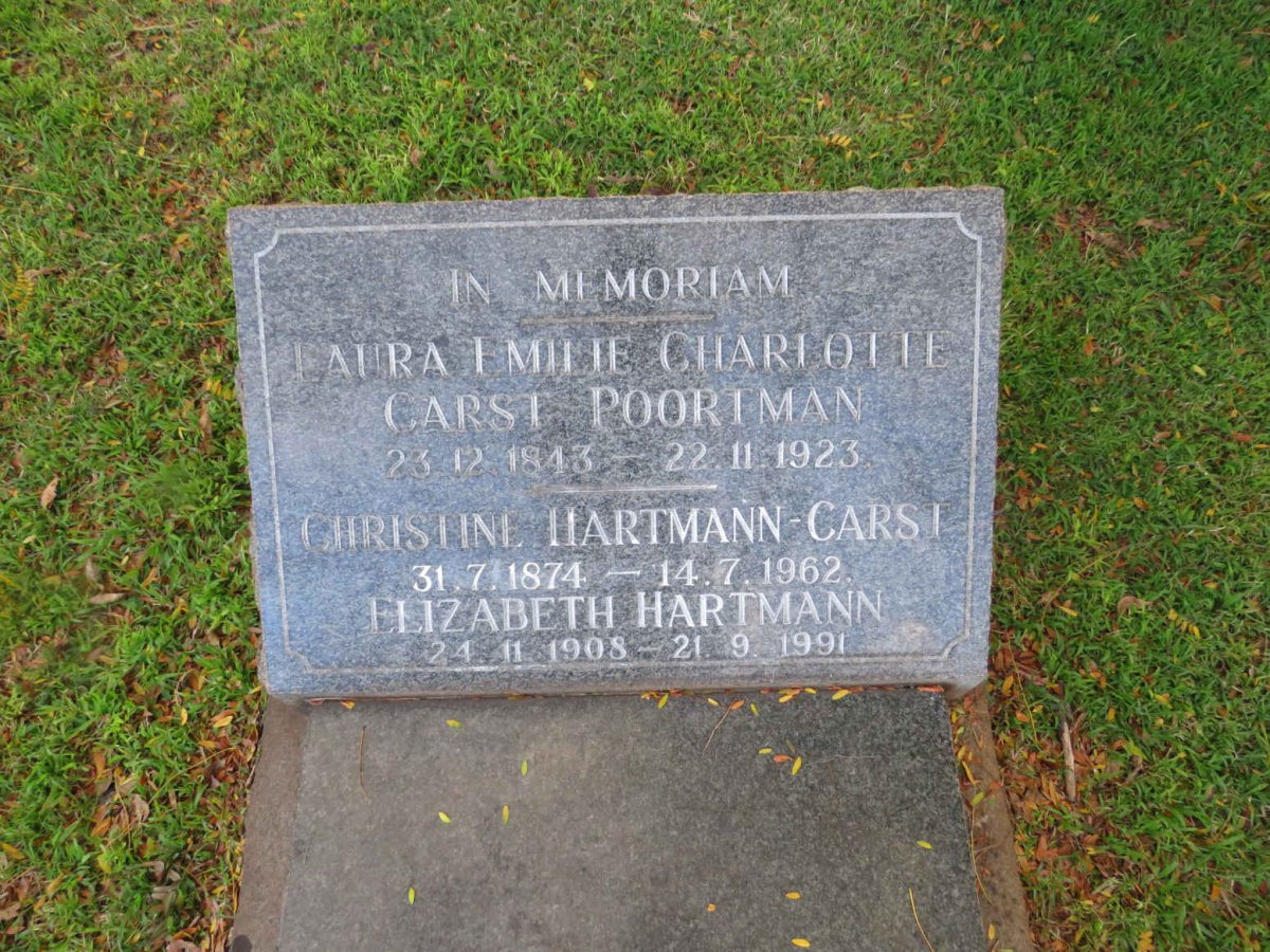 POORTMAN Laura Emilie Charlotte nee CARST 1843-1923 :: CARST Christine, HARTMANN 1874-1962 :: HARTMANN Elizabeth 1908-1991