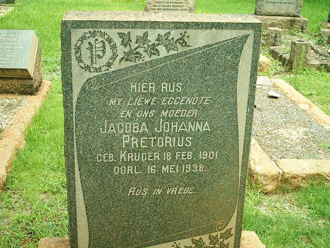 PRETORIUS Jacoba Johanna nee KRUGER 1901-1938