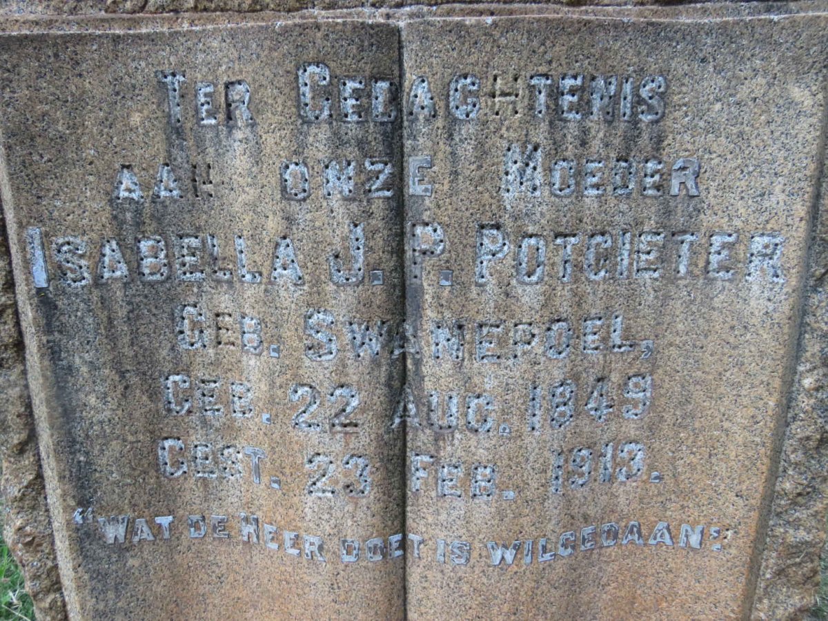 POTGIETER Isabella J.P. nee SWANEPOEL 1849-1913