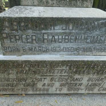 RAUBENHEIMER Abraham Johannes Pepler 1913-1939