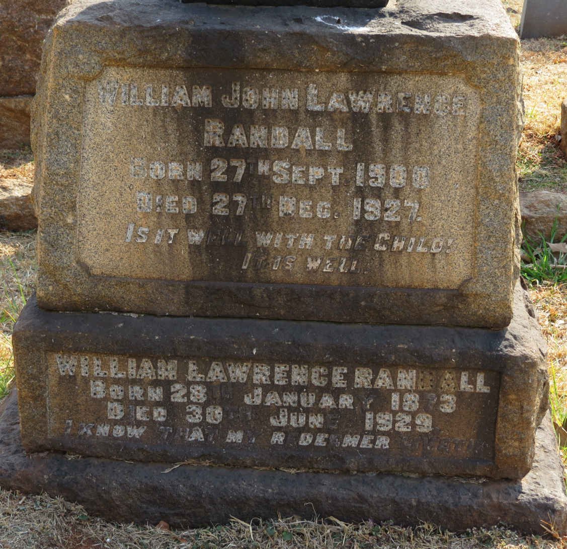 RANDALL William Lawrence 1873-1929 :: RANDALL William John Lawrence 190?-1927