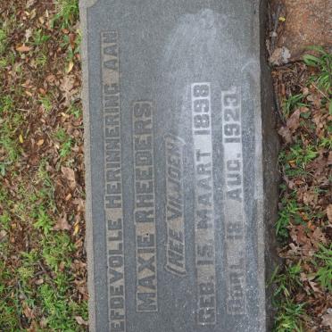RHEEDERS Maxie nee VILJOEN 1898-1923
