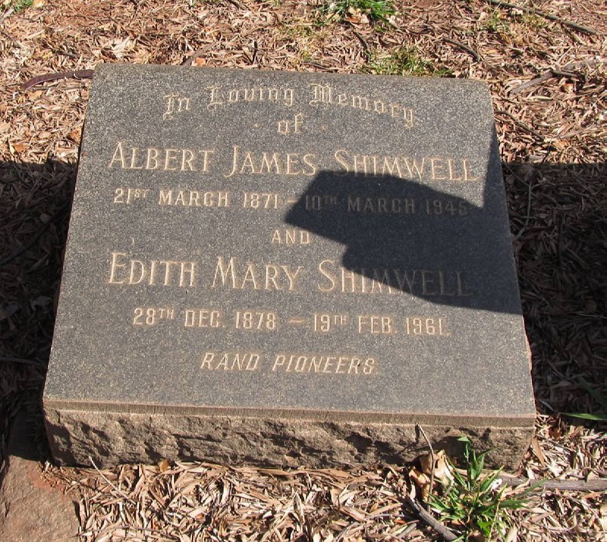 SHIMWELL Albert James 1871-1945 &amp; Edith Mary 1878-1961