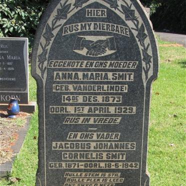 SMIT Jacobus Johannes Cornelis 1871-1942 &amp; Anna Maria VANDERLINDE 1873-1929