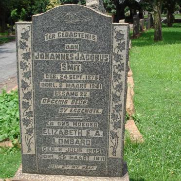 SMIT Johannes Jacobus 1879-1941 &amp; Elizabeth E.A. LOMBARD 1885-1971