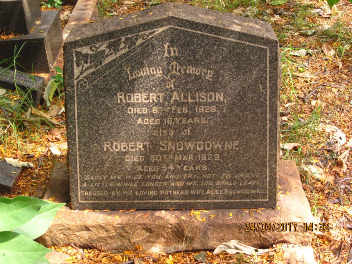 SNOWDOWNE Robert -1929 :: ALLISON Robert -1928