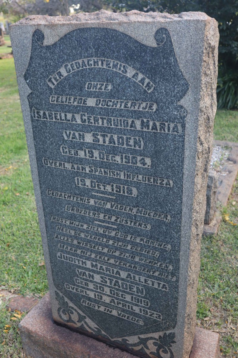 STADEN Isabella Gertruida Maria, van 1904-1918 :: STADEN Judith Maria Alletta, van 1919-1923