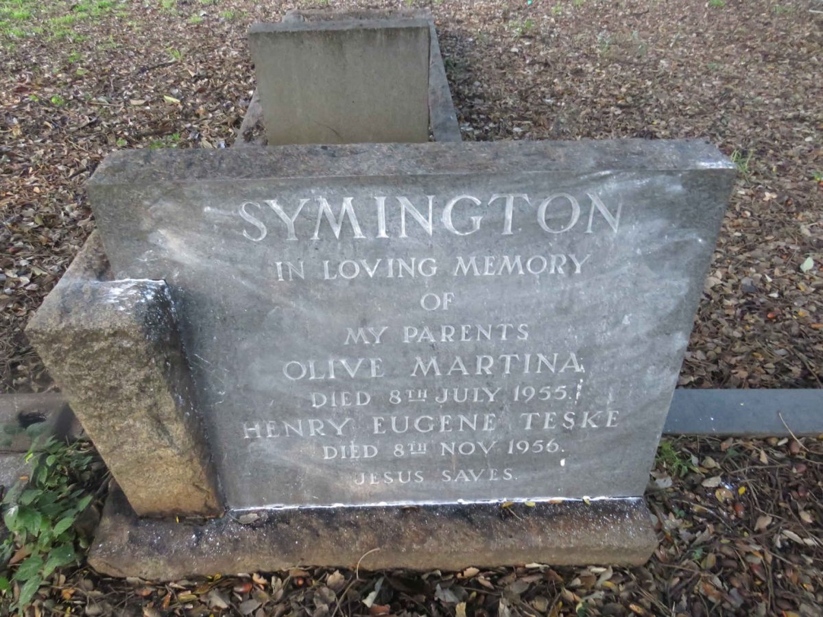 SYMINGTON Henry Eugene Teske -1956 &amp; Olive Martina -1955