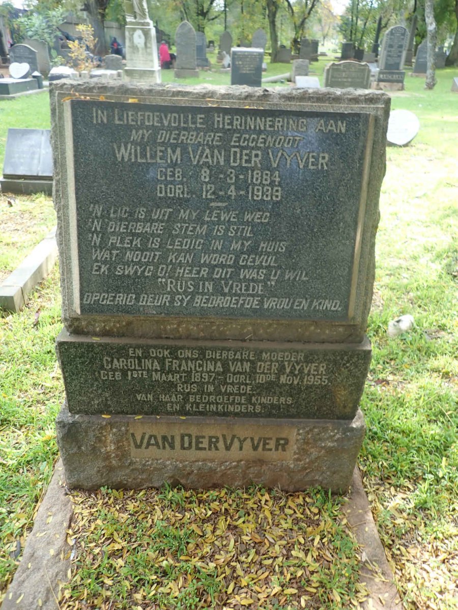 VYVER Willem, van der 1884-1939 &amp; Carolina Francina 1897-1955
