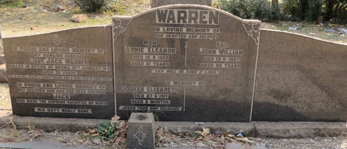 WARREN John William -1957 &amp; Annie Eleanor -1928 :: WARREN Doreen Elizabeth -1917 :: WARREN Jack -1941