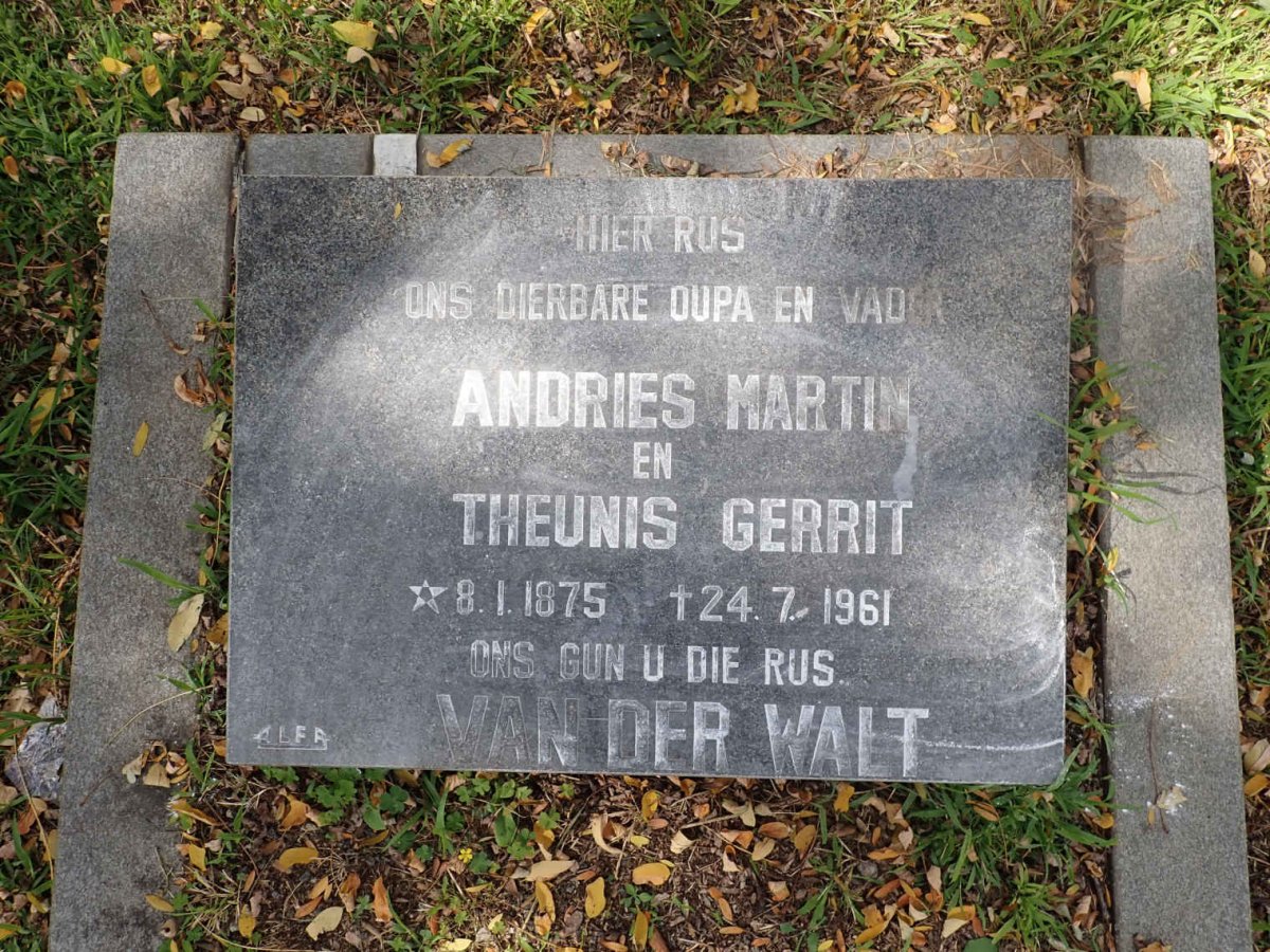 WALT Andries Martin, van der 1875-1961 :: VAN DER WALT Theunis Gerrit