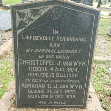 WYK Christoffel J., van 1864-1938 :: VAN WYK Abraham C.J. 1922-1938
