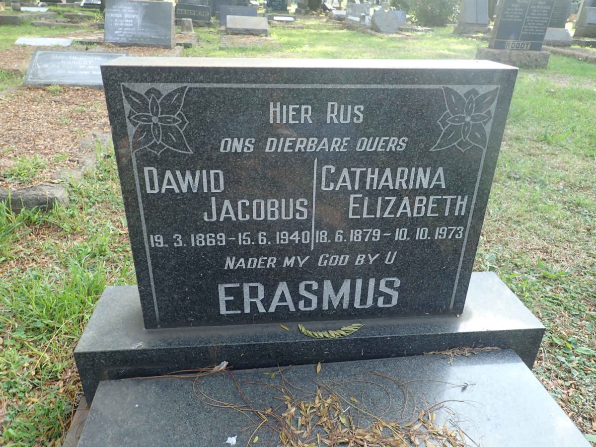 ERASMUS Dawid Jacobus 1869-1940 &amp; Catarina Elizabeth 1879-1973