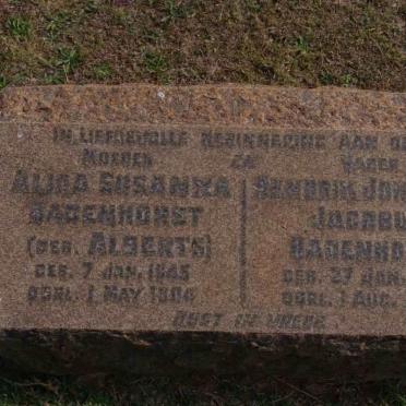 BADENHORST Hendrik Johannes Jacobus  1835-1907 &amp; Alida Susanna ALBERTS 1845 1904
