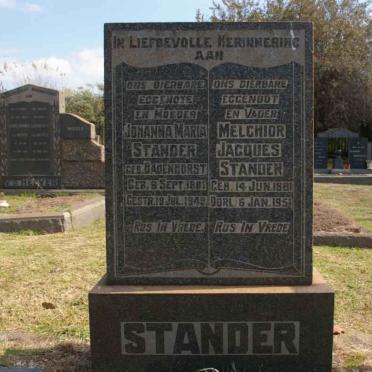 STANDER Melchoir Jacques 1881-1951 &amp; Johanna Maria BADENHORST 1881-1949
