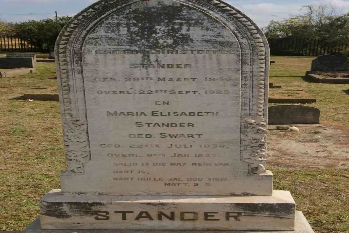 STANDER Hendrik Christoffel 1849-1925 &amp; Maria Elisabeth SWART 1856-1937