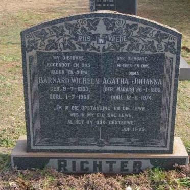 RICHTER Barend Wilhelm 1883-1960 &amp; Agatha Johanna MARAIS 1886-1974