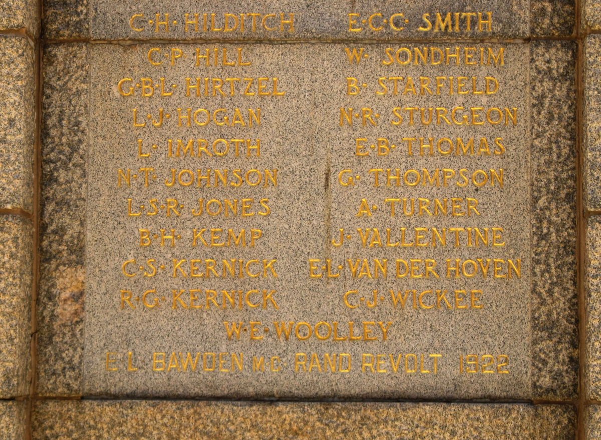 5. World War 1 Panel_3 :: Rand Revolt Roll of Honour 1921