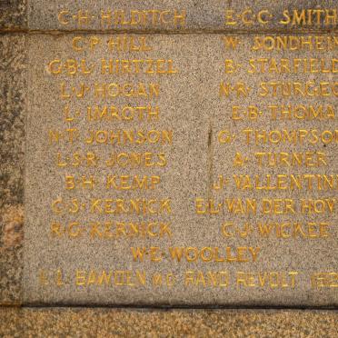 5. World War 1 Panel_3 :: Rand Revolt Roll of Honour 1921