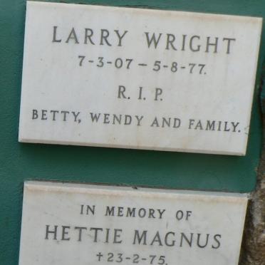 WRIGHT Larry 1907-1977 :: MAGNUS Hettie -1975