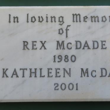 McDADE Rex -1980 &amp; Kathleen -2001