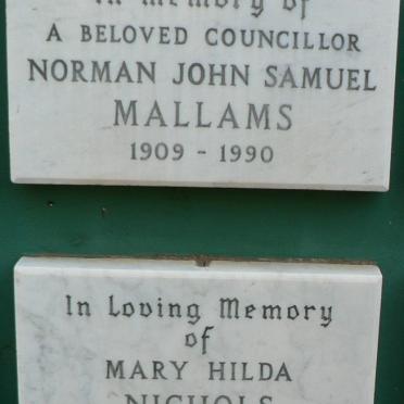 MALLAMS Norman John Samuel 1909-1990 :: NICHOLS Mary Hilda 1901-1991