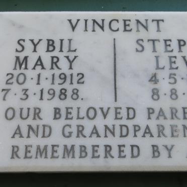 VINCENT Stephen Lewis 1908-1995 &amp; Sybil Mary 1912-1988