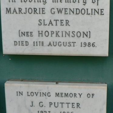 SLATER Marjorie Gwendoline nee HOPKINSON -1986 :: PUTTER J.G. 1923-1986