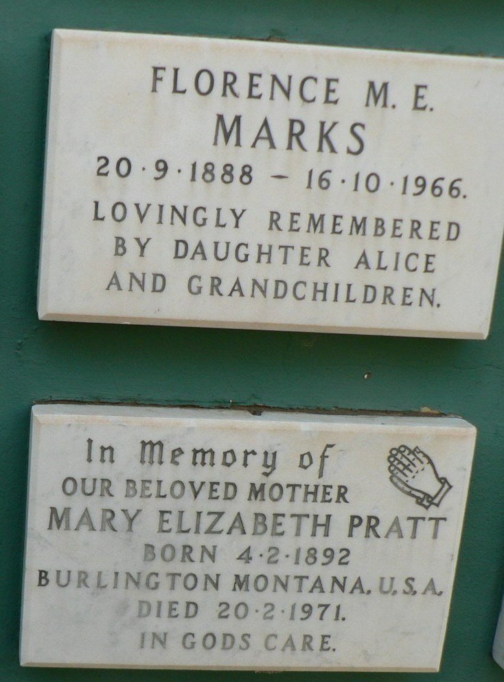 MARKS Florence M.E. 1888-1966 :: PRATT Mary Elizabeth 1892-1971