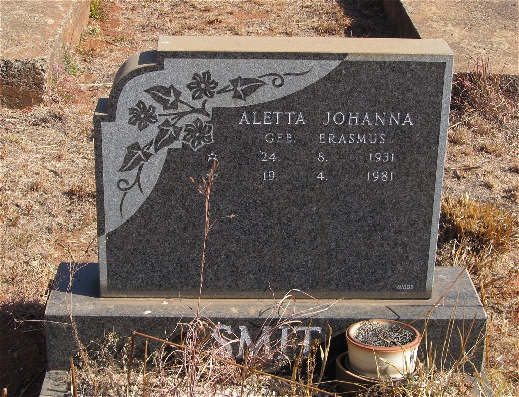 SMIT Aletta Johanna nee ERASMUS 1931-1981