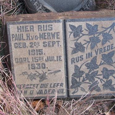 MERWE Paul H., v.d. 1915-1930