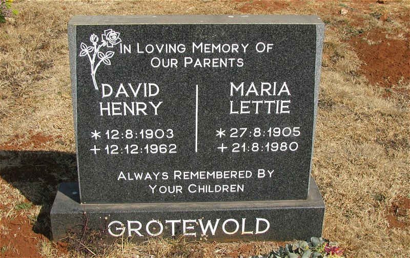 GROTEWOLD David Henry 1903-1962 &amp; Maria Lettie 1905-1980