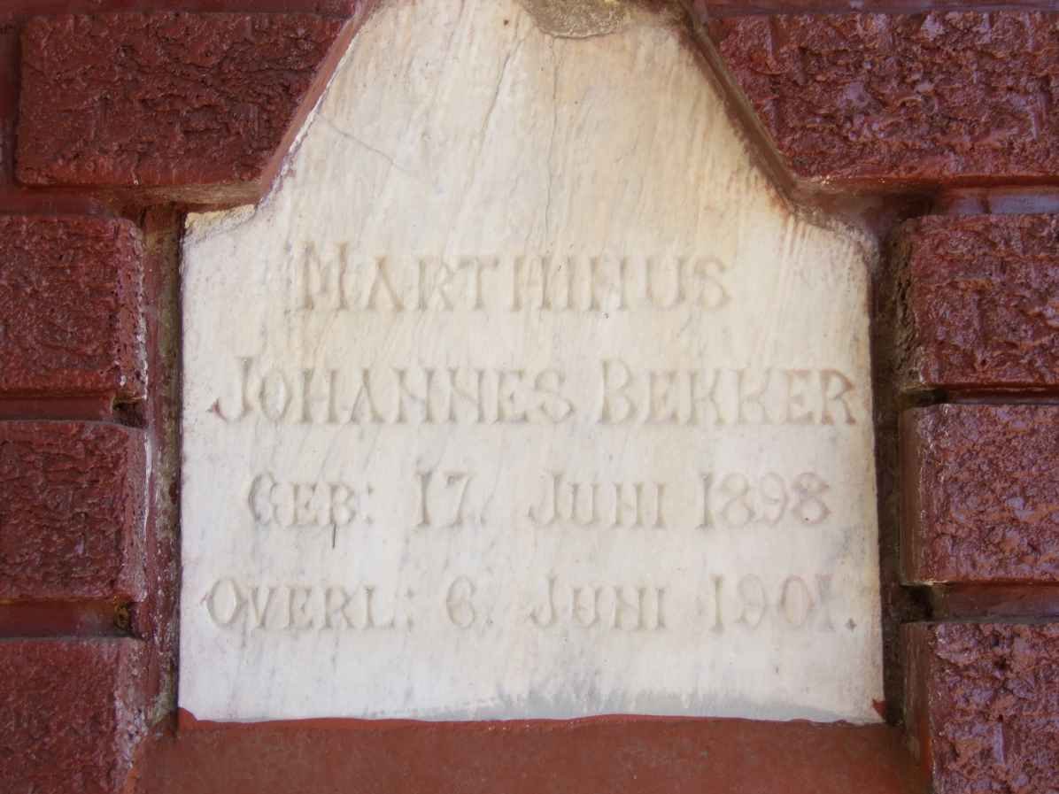 BEKKER Marthinus Johannes 1898-1901