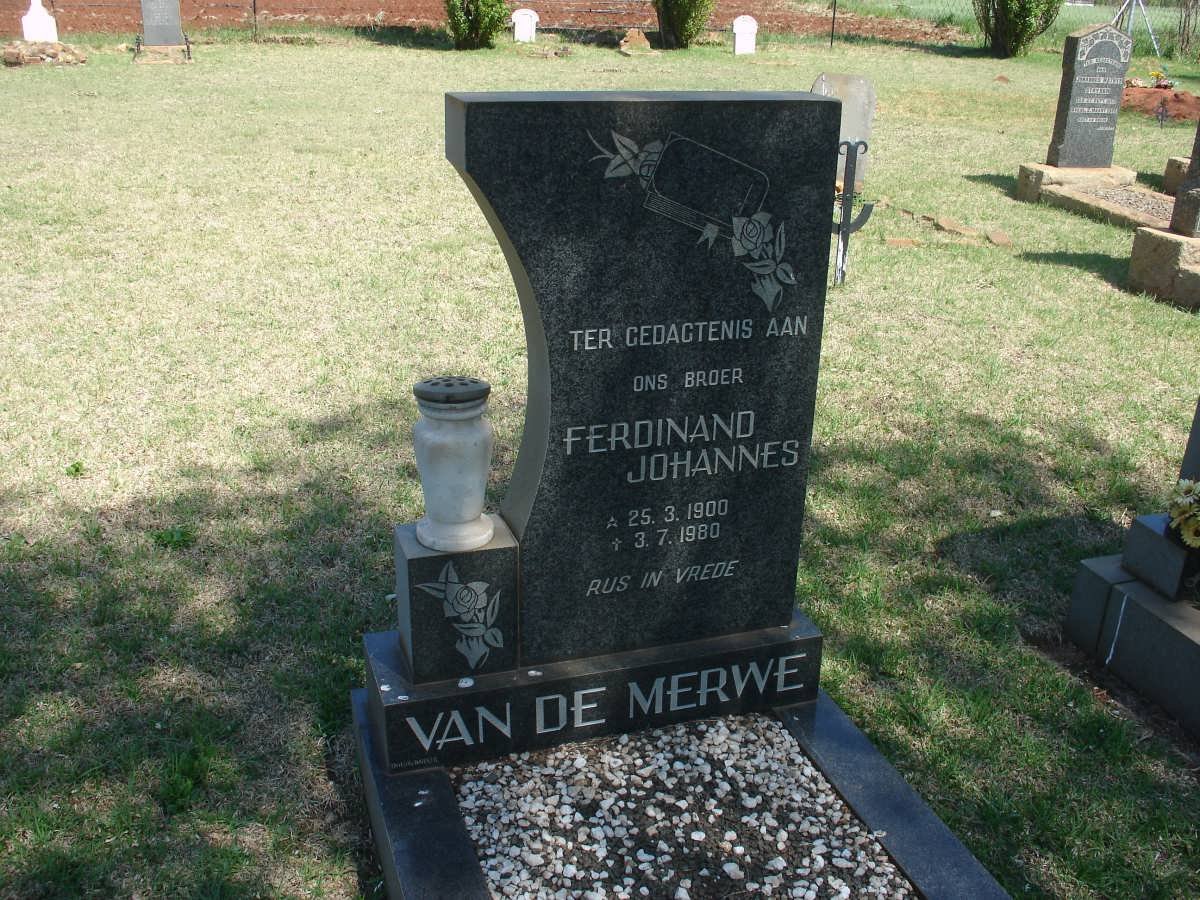 MERWE Ferdinand Johannes, van de 1900-1980