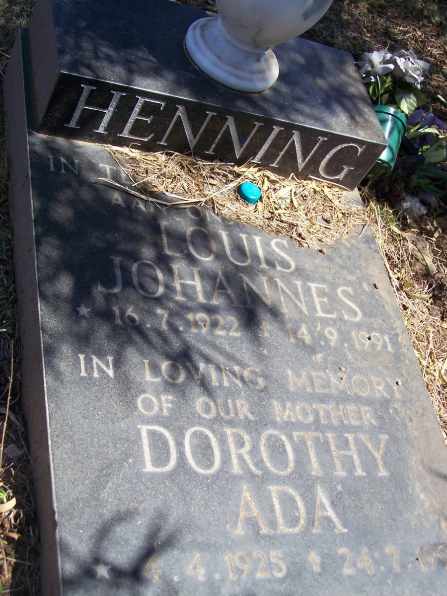 HENNING Louis Johannes 1922-1991 &amp; Dorothy Ada 1925-199?