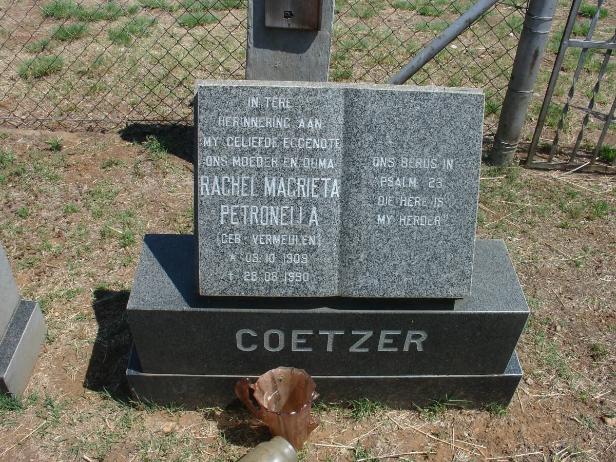 COETZER Rachel Magrieta Petronella nee VERMEULEN 1909-1990