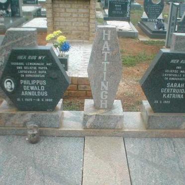HATTINGH Philippus Dewald Arnoldus 1929-1992 &amp; Sarah Gertruida Katrina 1928-