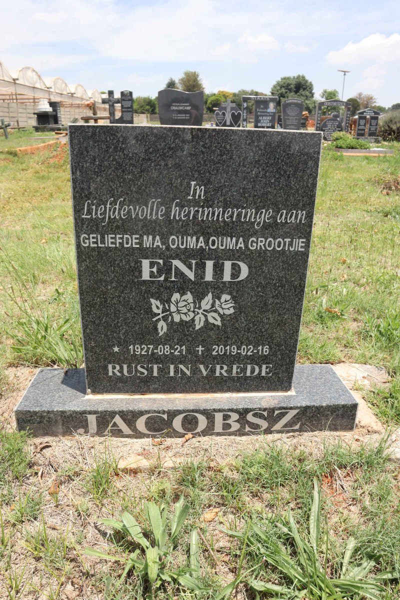 JACOBSZ Enid 1927-2019