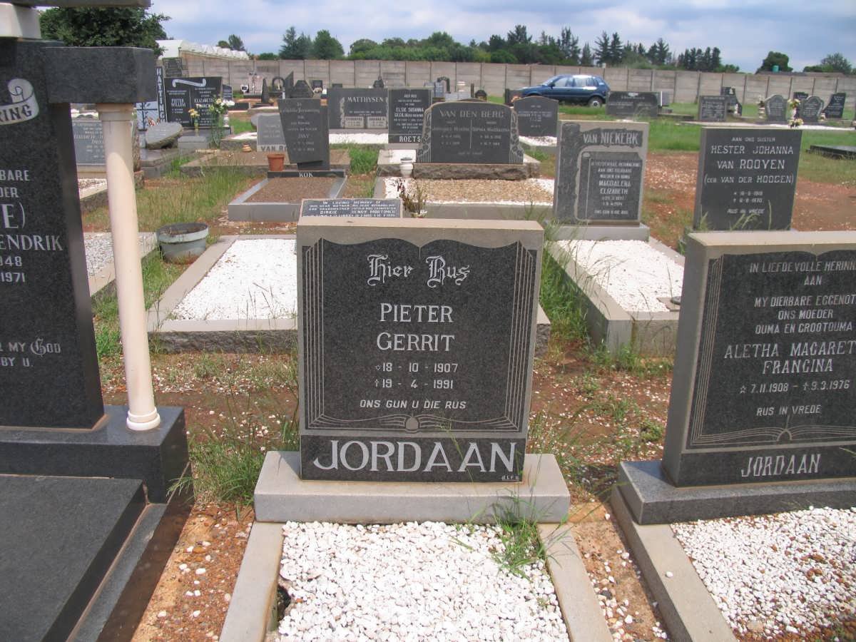 JORDAAN Pieter Gerrit 1907-1991