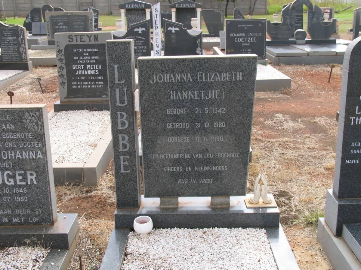 LUBBE Johanna Elizabeth 1942-1990